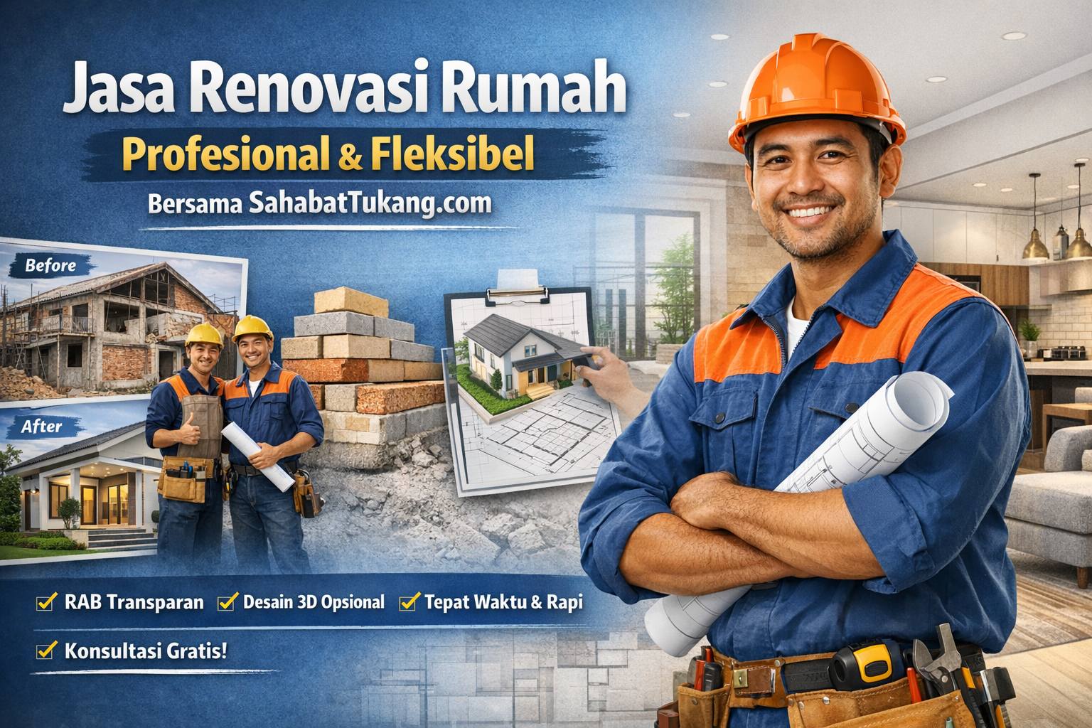 Jasa Renovasi Rumah Profesional & Fleksibel – Solusi Tepat Bersama SahabatTukang.com