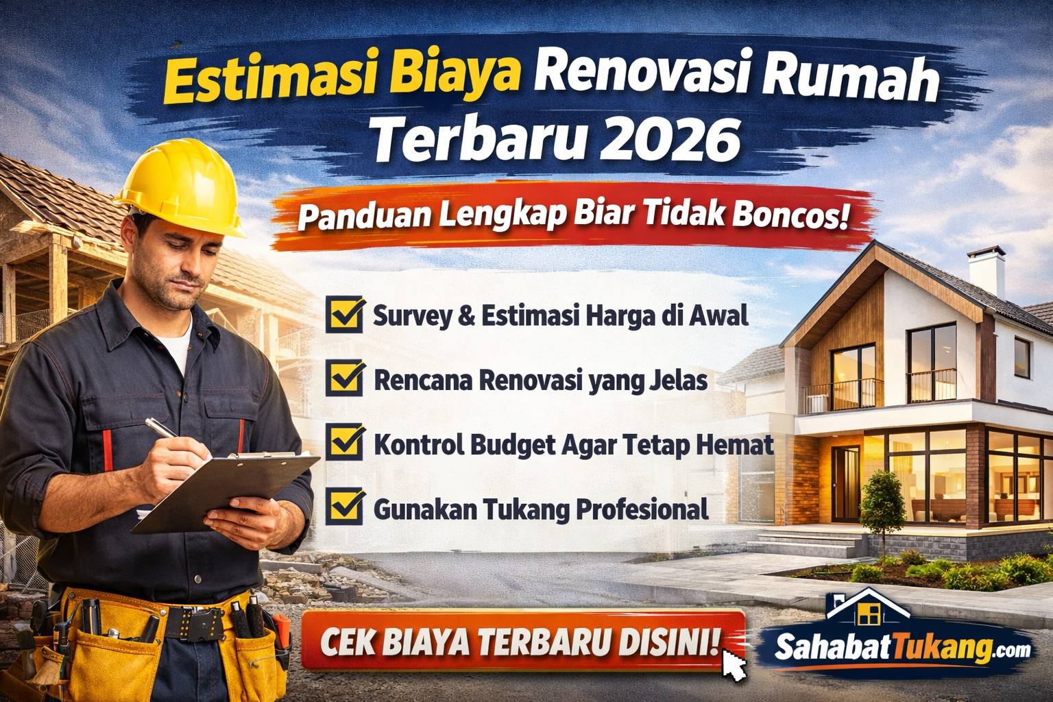Estimasi Biaya Renovasi Rumah Terbaru 2026: Panduan Lengkap Biar Tidak Boncos