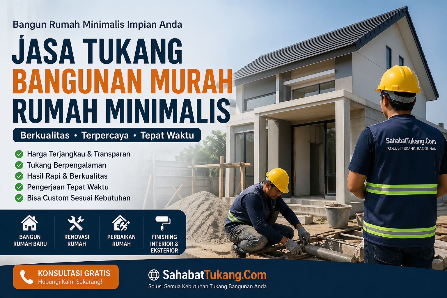 Jasa Tukang Bangunan Murah Rumah Minimalis Berkualitas – SahabatTukang.com