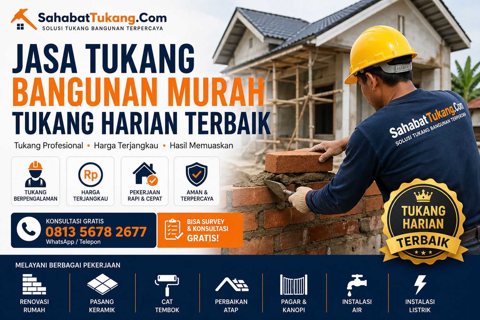 Jasa Tukang Bangunan Murah Tukang Harian Terbaik untuk Renovasi & Bangun Rumah